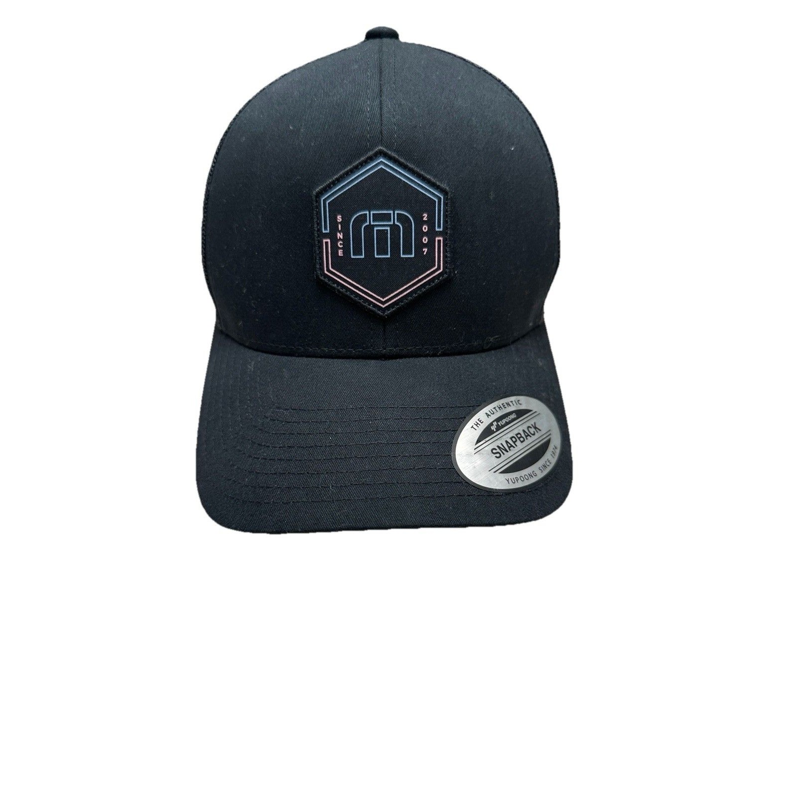 Nwt Travismathew Yupoong Snapback Trucker Hat Black Mesh Adjustable Cap